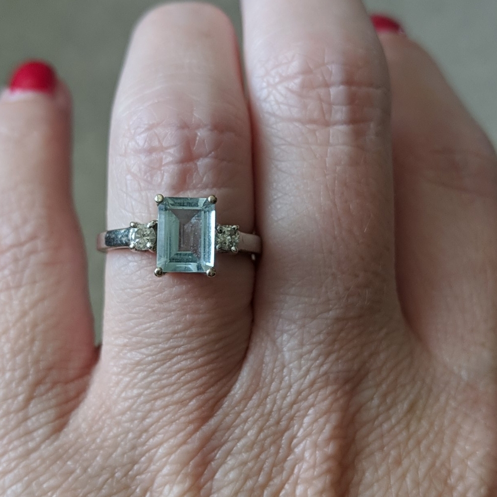 Aquamarine & Diamond Ring